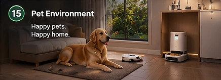 Happy dog at home with automated pet care